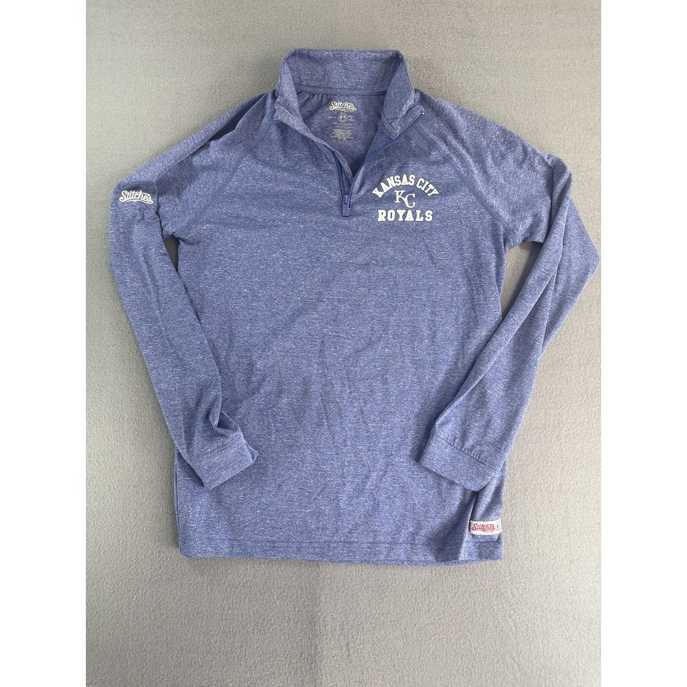 Kansas City Royals Shirt Mens Small Blue MLB Baseball Stitches‎ 1/4 Zip Pullover